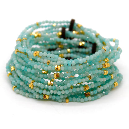 Luxury Mini Faceted Amazonite Stone Bracelet - BC-641