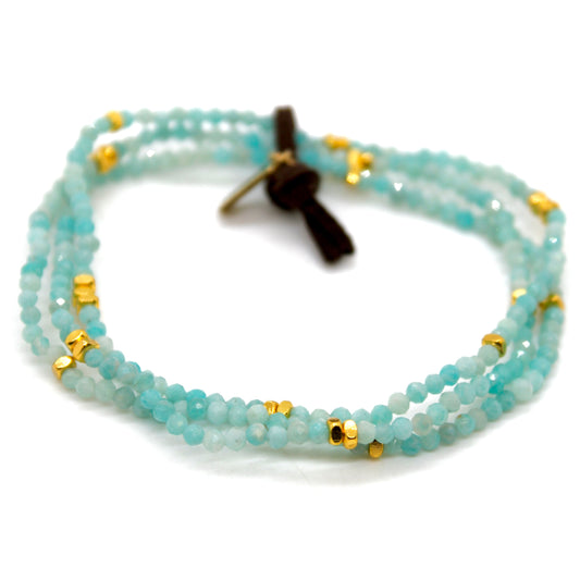 Luxury Mini Faceted Amazonite Stone Bracelet - BC-641