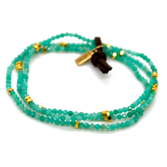 Luxury Mini Faceted Amazonite Stone Bracelet - BC-645