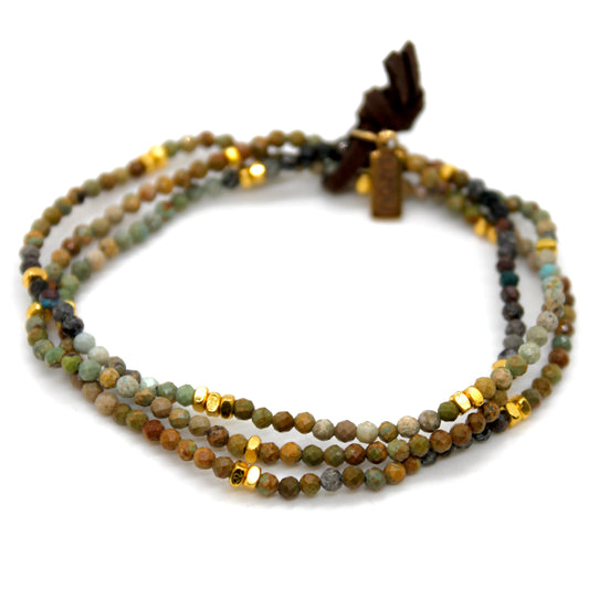 Luxury Mini Faceted Gradient Hubei Turquoise Stone Bracelet - BC-648