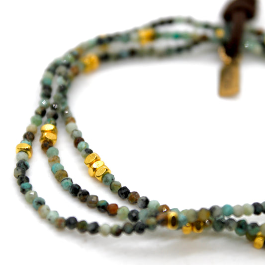 Luxury Mini Faceted African Turquoise Stone Bracelet - BC-649