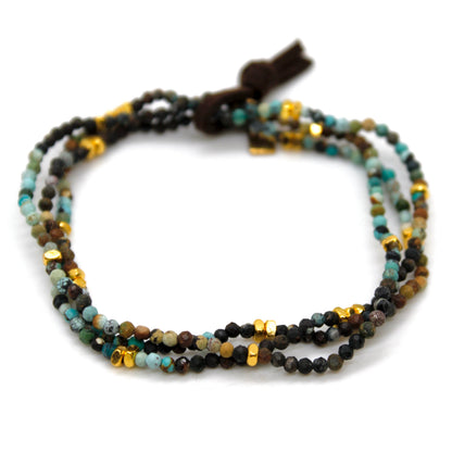 Luxury Mini Faceted Gradient Turquoise Stone Bracelet - BC-650