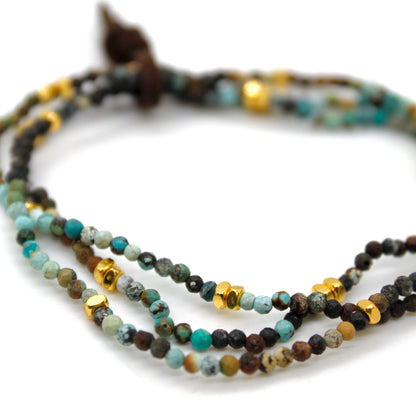 Luxury Mini Faceted Gradient Turquoise Stone Bracelet - BC-650