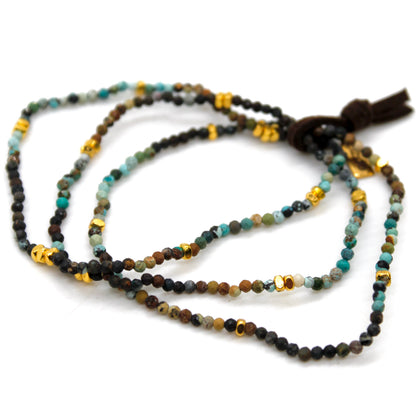 Luxury Mini Faceted Gradient Turquoise Stone Bracelet - BC-650