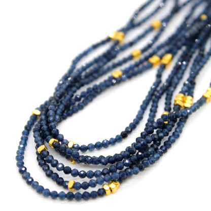 Sapphire Stone and Gold Luxury Short Necklace - NC-600