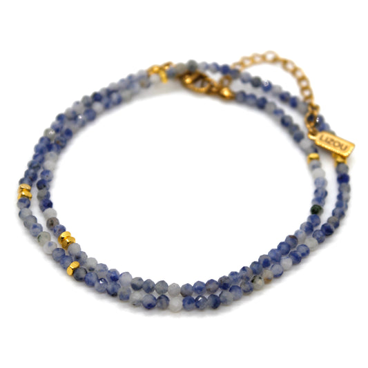 Sodalite Stone and Gold Luxury Short Necklace - NC-602