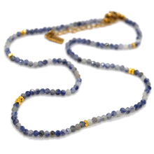 Load image into Gallery viewer, Sodalite Stone and Gold Luxury Short Necklace - NC-602
