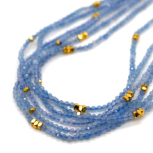 Load image into Gallery viewer, Aquamarine Stone and Gold Luxury Short Necklace - NC-603
