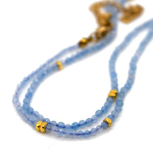 Load image into Gallery viewer, Aquamarine Stone and Gold Luxury Short Necklace - NC-603
