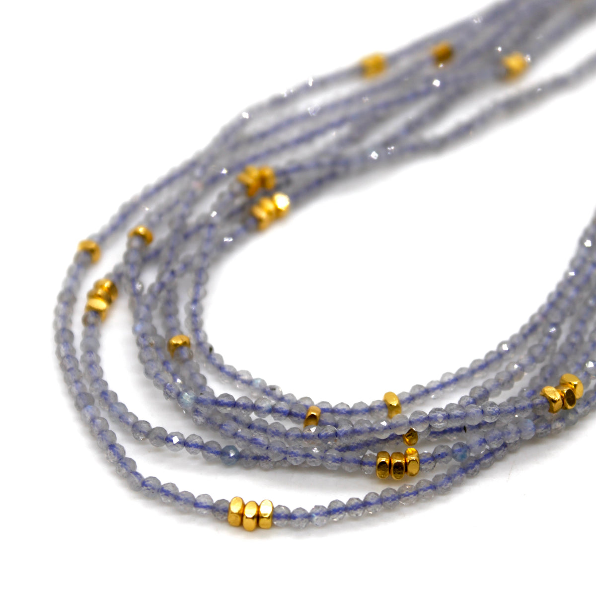 Labradorite Stone and Gold Luxury Short Necklace - NC-604