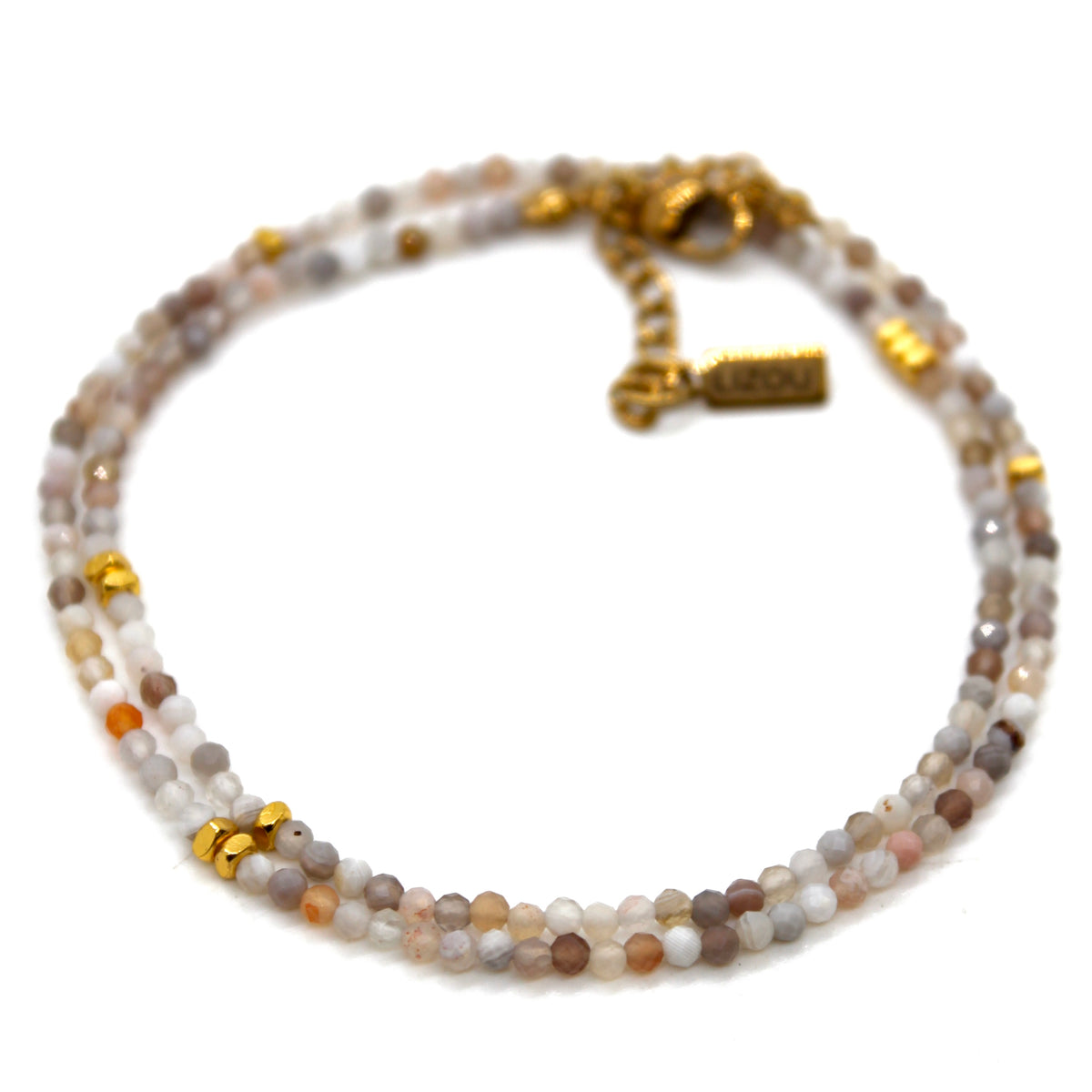 Persian Agate Stone and Gold Luxury Short Necklace - NC-605