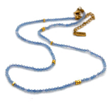 Load image into Gallery viewer, Aquamarine Stone and Gold Luxury Short Necklace - NC-603
