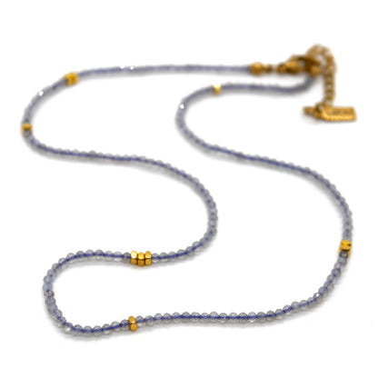 Labradorite Stone and Gold Luxury Short Necklace - NC-604