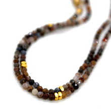 Load image into Gallery viewer, Pietersite Stone and Gold Luxury Short Necklace - NC-609

