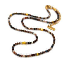 Load image into Gallery viewer, Pietersite Stone and Gold Luxury Short Necklace - NC-609
