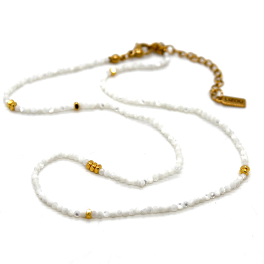 Pearl Oyster Stone and Gold Luxury Short Necklace - NC-611