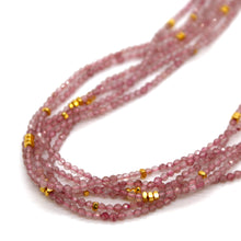 Load image into Gallery viewer, Strawberry Quartz Stone and Gold Luxury Short Necklace - NC-614
