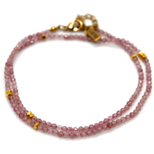 Load image into Gallery viewer, Strawberry Quartz Stone and Gold Luxury Short Necklace - NC-614
