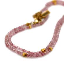 Load image into Gallery viewer, Strawberry Quartz Stone and Gold Luxury Short Necklace - NC-614
