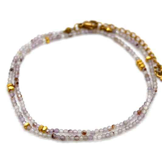 Amethyst Quartz Stone and Gold Luxury Short Necklace - NC-615