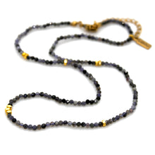 Load image into Gallery viewer, Iolite Stone and Gold Luxury Short Necklace - NC-617
