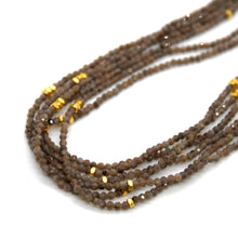 Load image into Gallery viewer, Coffee Labradorite Stone and Gold Luxury Short Necklace - NC-618
