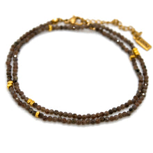 Load image into Gallery viewer, Coffee Labradorite Stone and Gold Luxury Short Necklace - NC-618

