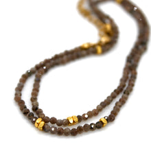 Load image into Gallery viewer, Coffee Labradorite Stone and Gold Luxury Short Necklace - NC-618
