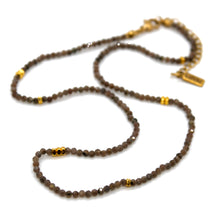 Load image into Gallery viewer, Coffee Labradorite Stone and Gold Luxury Short Necklace - NC-618
