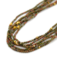 Load image into Gallery viewer, Unakite Stone and Gold Luxury Short Necklace - NC-620
