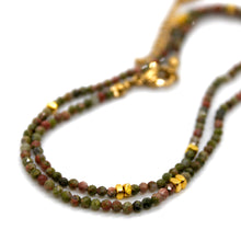 Load image into Gallery viewer, Unakite Stone and Gold Luxury Short Necklace - NC-620
