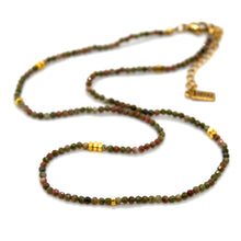 Load image into Gallery viewer, Unakite Stone and Gold Luxury Short Necklace - NC-620
