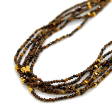 Load image into Gallery viewer, Tiger's Eye Stone and Gold Luxury Short Necklace - NC-621
