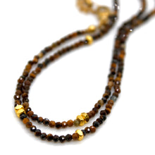 Load image into Gallery viewer, Tiger's Eye Stone and Gold Luxury Short Necklace - NC-621
