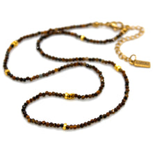 Load image into Gallery viewer, Tiger's Eye Stone and Gold Luxury Short Necklace - NC-621
