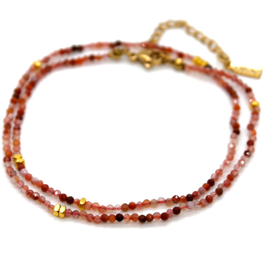 Carnelian Agate Stone and Gold Luxury Short Necklace - NC-622