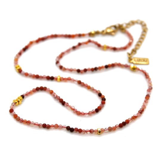 Carnelian Agate Stone and Gold Luxury Short Necklace - NC-622