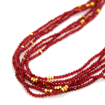 Ruby Stone and Gold Luxury Short Necklace - NC-623