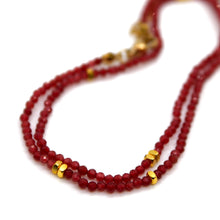 Load image into Gallery viewer, Ruby Stone and Gold Luxury Short Necklace - NC-623
