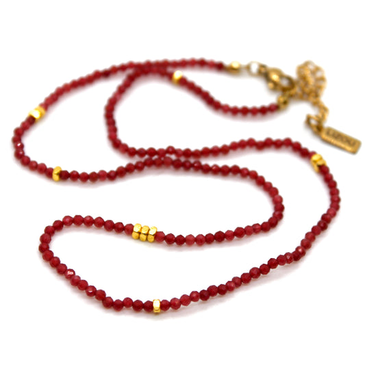 Ruby Stone and Gold Luxury Short Necklace - NC-623