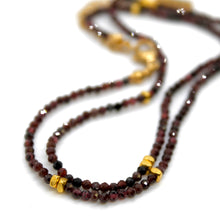Load image into Gallery viewer, Garnet Stone and Gold Luxury Short Necklace - NC-624
