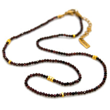 Load image into Gallery viewer, Garnet Stone and Gold Luxury Short Necklace - NC-624

