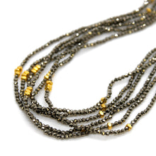 Load image into Gallery viewer, Pyrite Stone and Gold Luxury Short Necklace - NC-625
