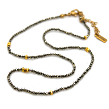 Load image into Gallery viewer, Pyrite Stone and Gold Luxury Short Necklace - NC-625
