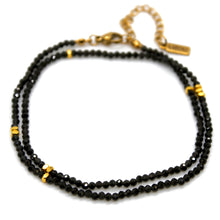 Load image into Gallery viewer, Black Obsidian Stone and Gold Luxury Short Necklace - NC-627

