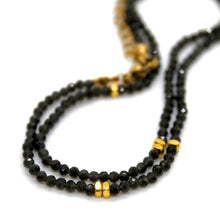 Load image into Gallery viewer, Black Obsidian Stone and Gold Luxury Short Necklace - NC-627
