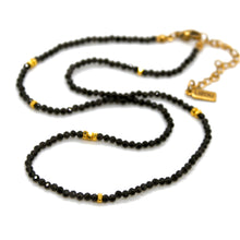 Load image into Gallery viewer, Black Obsidian Stone and Gold Luxury Short Necklace - NC-627

