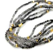Load image into Gallery viewer, Gradient Black Quartz Stone and Gold Luxury Short Necklace - NC-628
