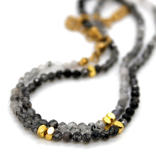 Load image into Gallery viewer, Gradient Black Quartz Stone and Gold Luxury Short Necklace - NC-628
