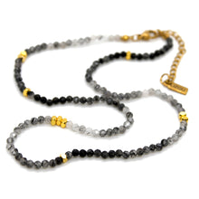 Load image into Gallery viewer, Gradient Black Quartz Stone and Gold Luxury Short Necklace - NC-628
